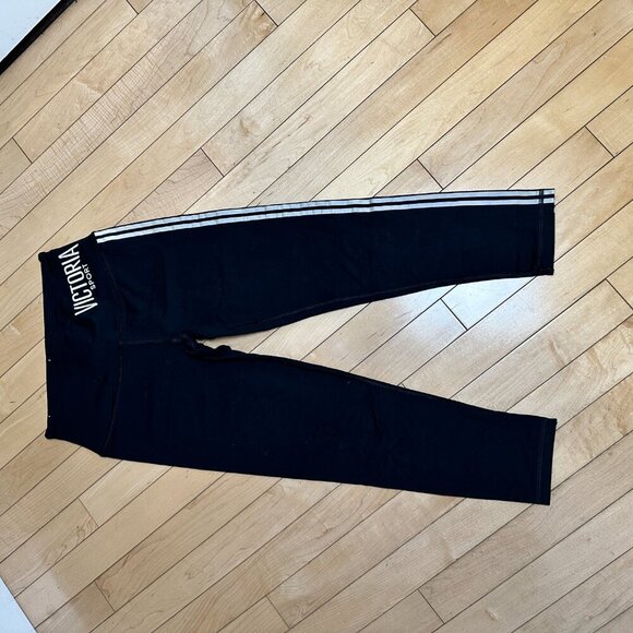 VICTORIA SPORT/Victoria's Secret Black Racing Stripe Crop Leggings size XS - Picture 4 of 9